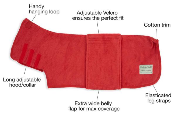 Ruff and Tumble Classic Drying Coat - Brick Red - Daschund Standard - Image 2