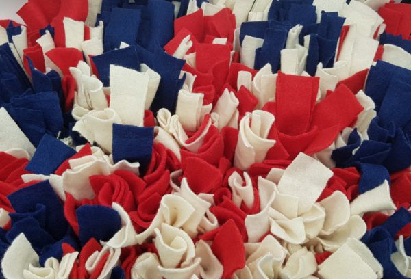 close-up of union jack snuffle mat